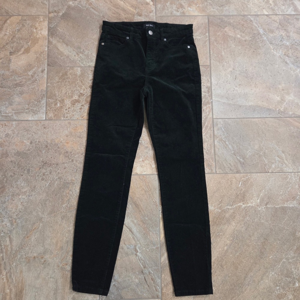 Well Worn Womens Dark Green Brushed Corduroy High Waisted Skinny Pants Size 2